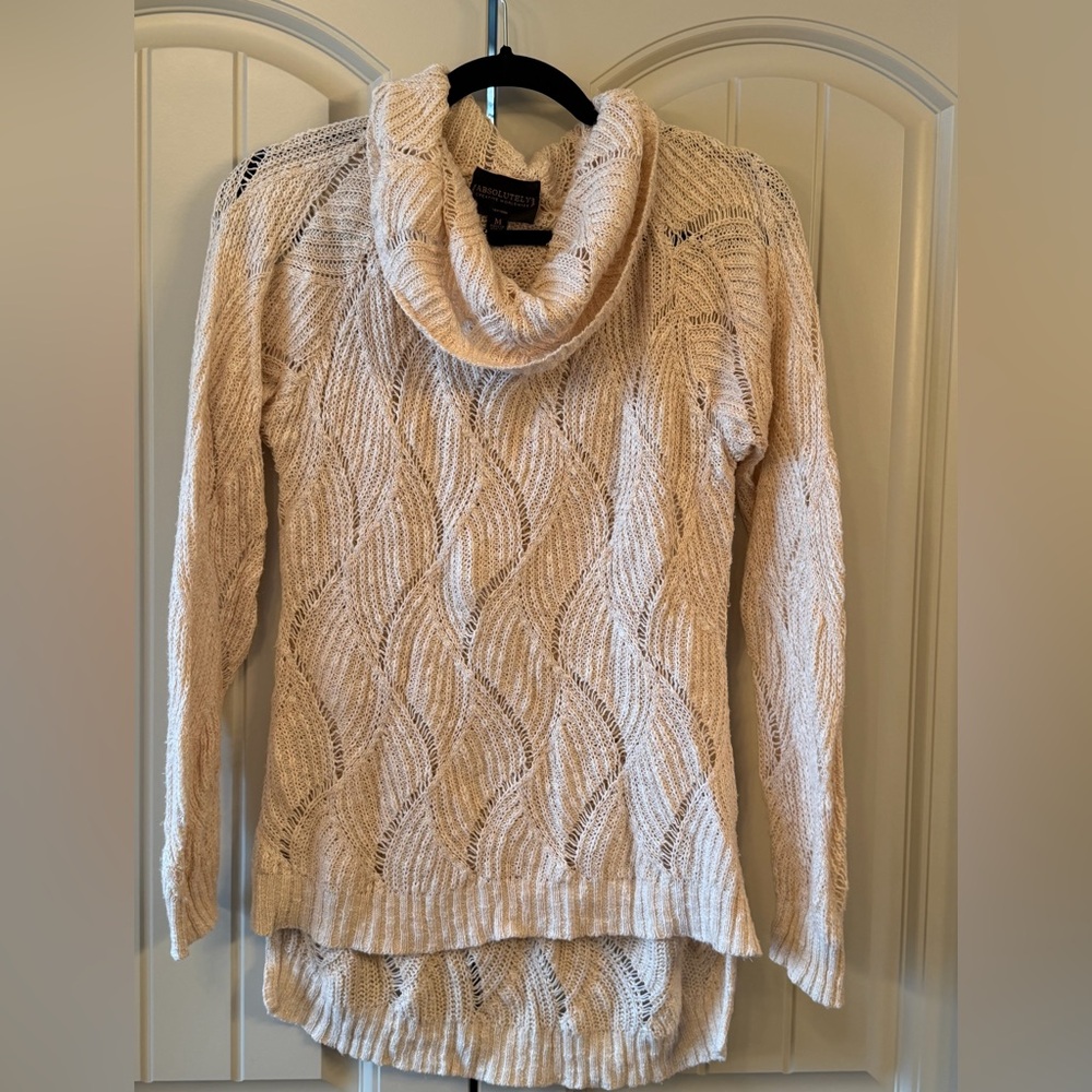 Absolutely Cream Open-Knit Cowl Sweater